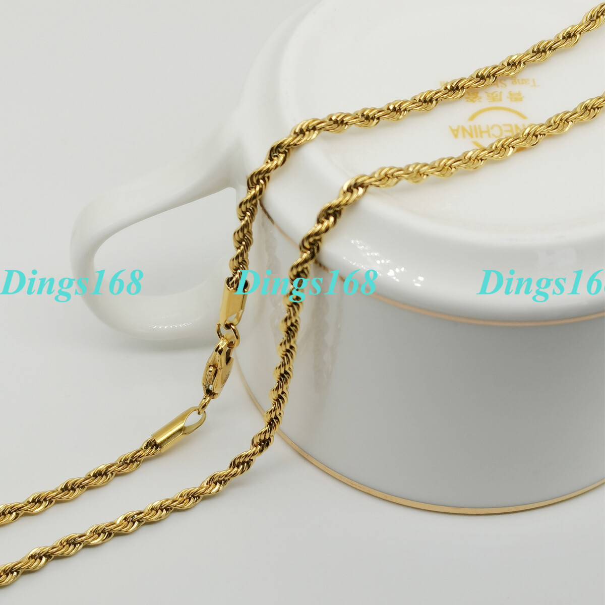 Real 18K Gold Filled Italian 3mm Rope Chain Necklace HypoAllergenic Tarnish-Free