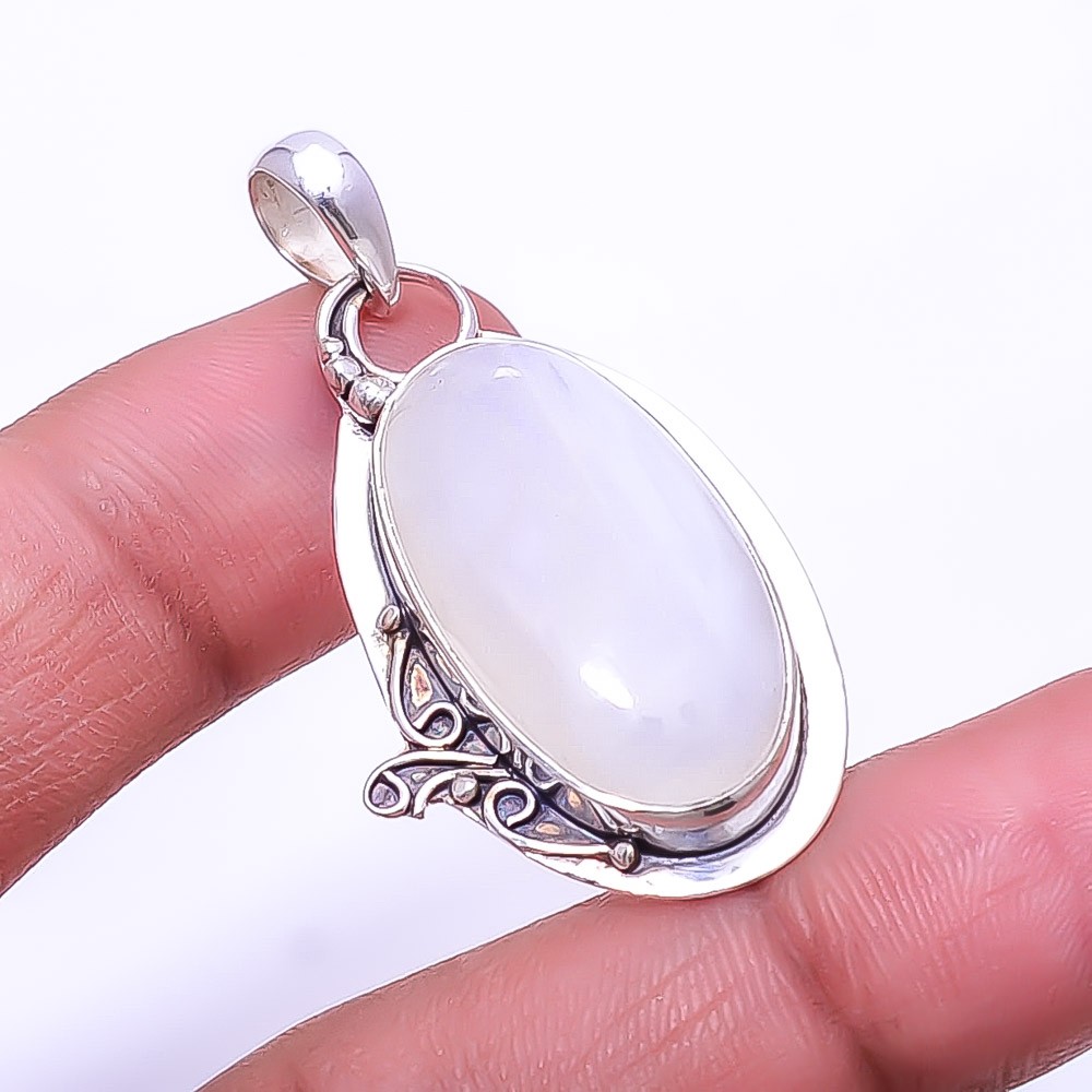 Rainbow Moonstone – India Handmade 925 Sterling Silver Pendant 1.76″ P951639921