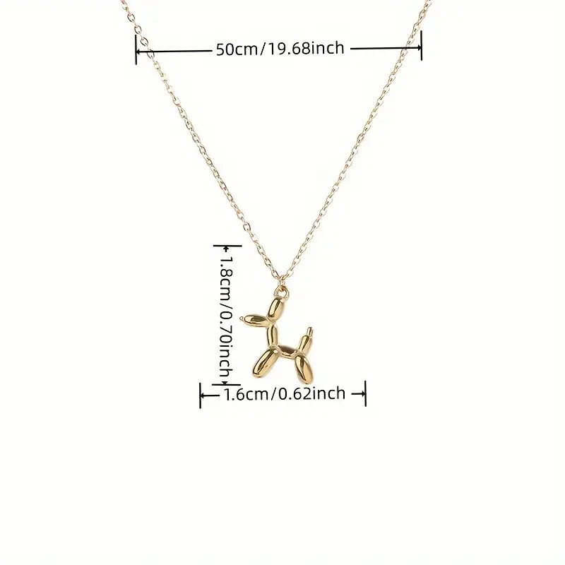 Trendy Balloon Dog Pendant Necklace Golden Toned Women Fashion Gift
