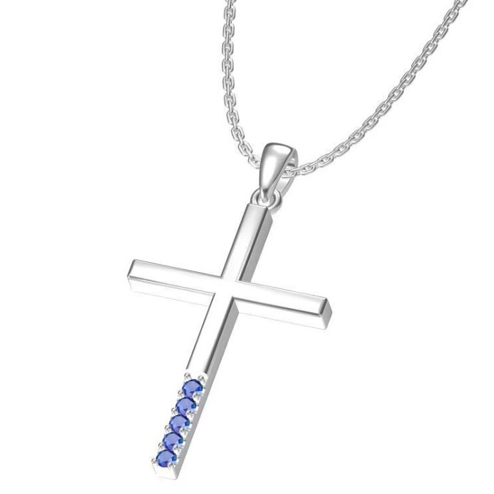 Dainty Stainless Steel CZ Cross Pendant with 45 cm + 5cm extender link chain