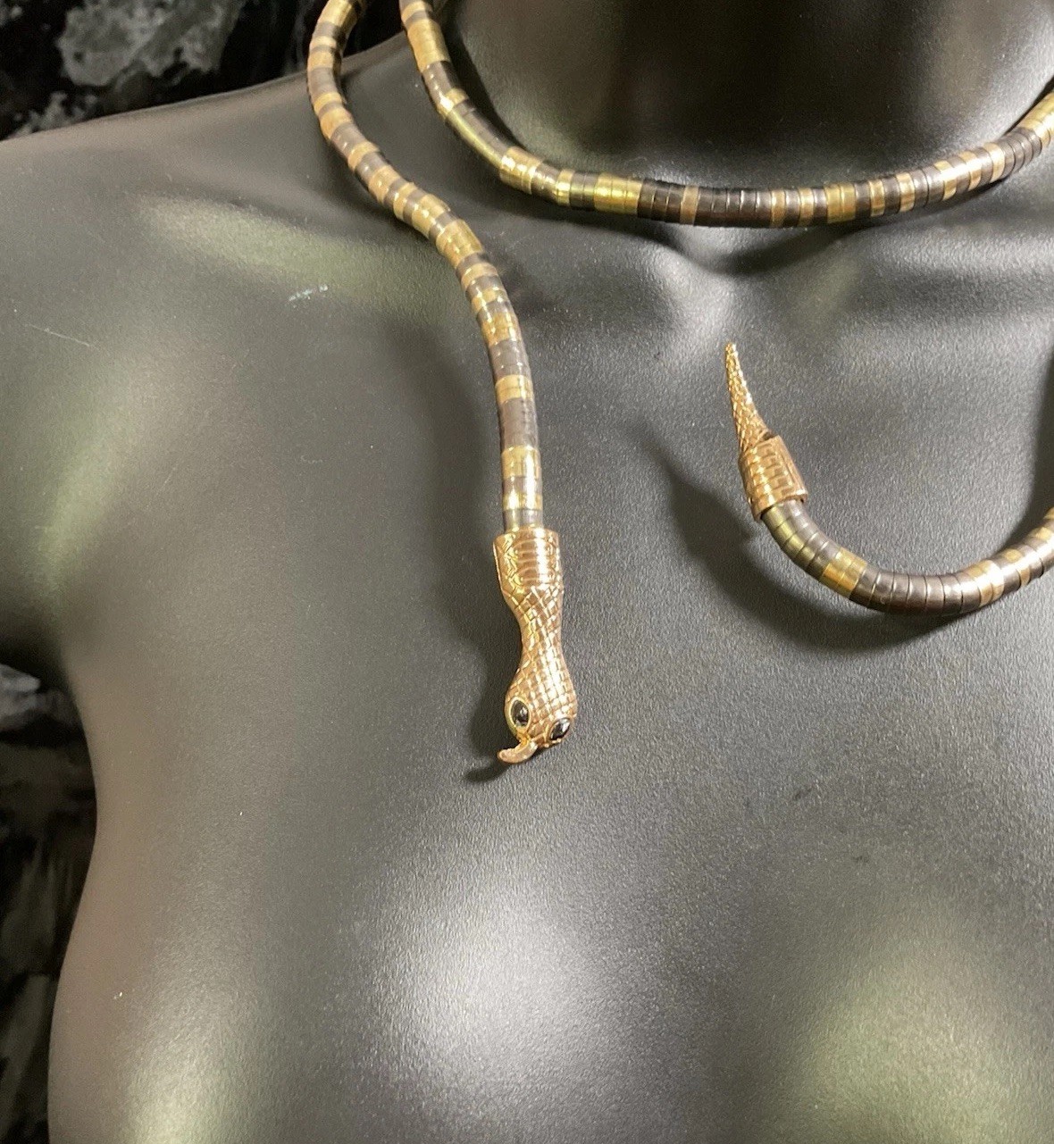 Bendable Silver, Black, Gold Snake Necklace Choker Steam Punk Posable Adjustable