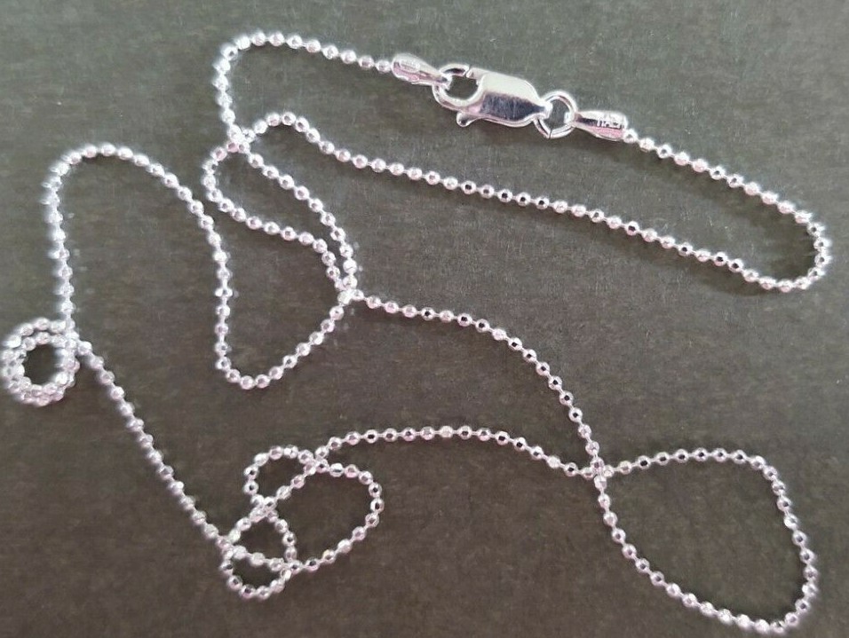 Diamond Cut Bead Chain – Sterling Silver – 1.2mm*- 17 inch* – Made in Italy [BN]