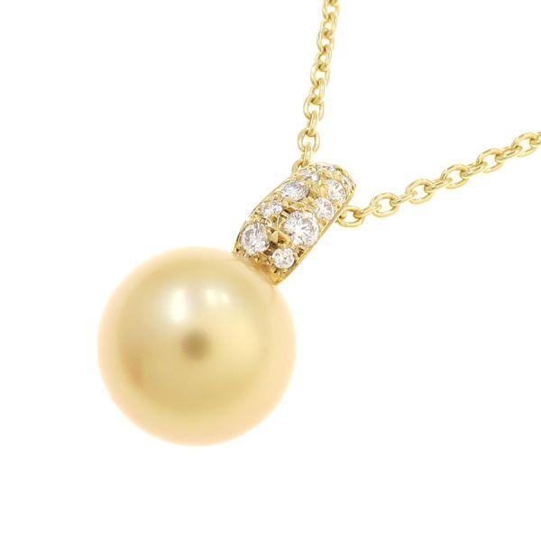 Mikimoto Golden Pearl Diamond Necklace White Pearl 11.0mm, FROM JAPAN