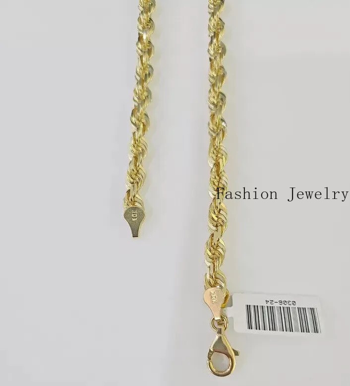 Solid 10K Yellow Gold 6mm Rope Chain Necklace 20 22 24 26 28 Inch Real Gold