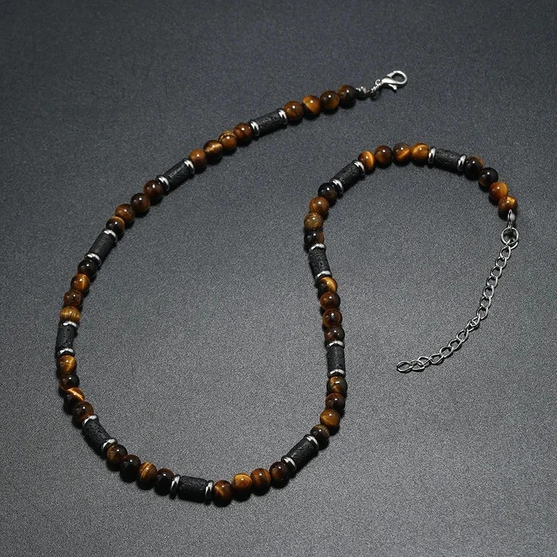Black Beaded Necklace Natural Commemorative Gift Bohemian Necklace Men’s US