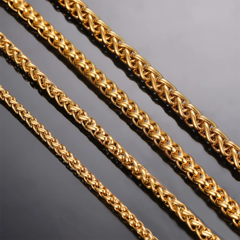 Stainless Steel Link Chain Necklace Gold Color 3mm 6mm Width 16 40 Inch Jewelry