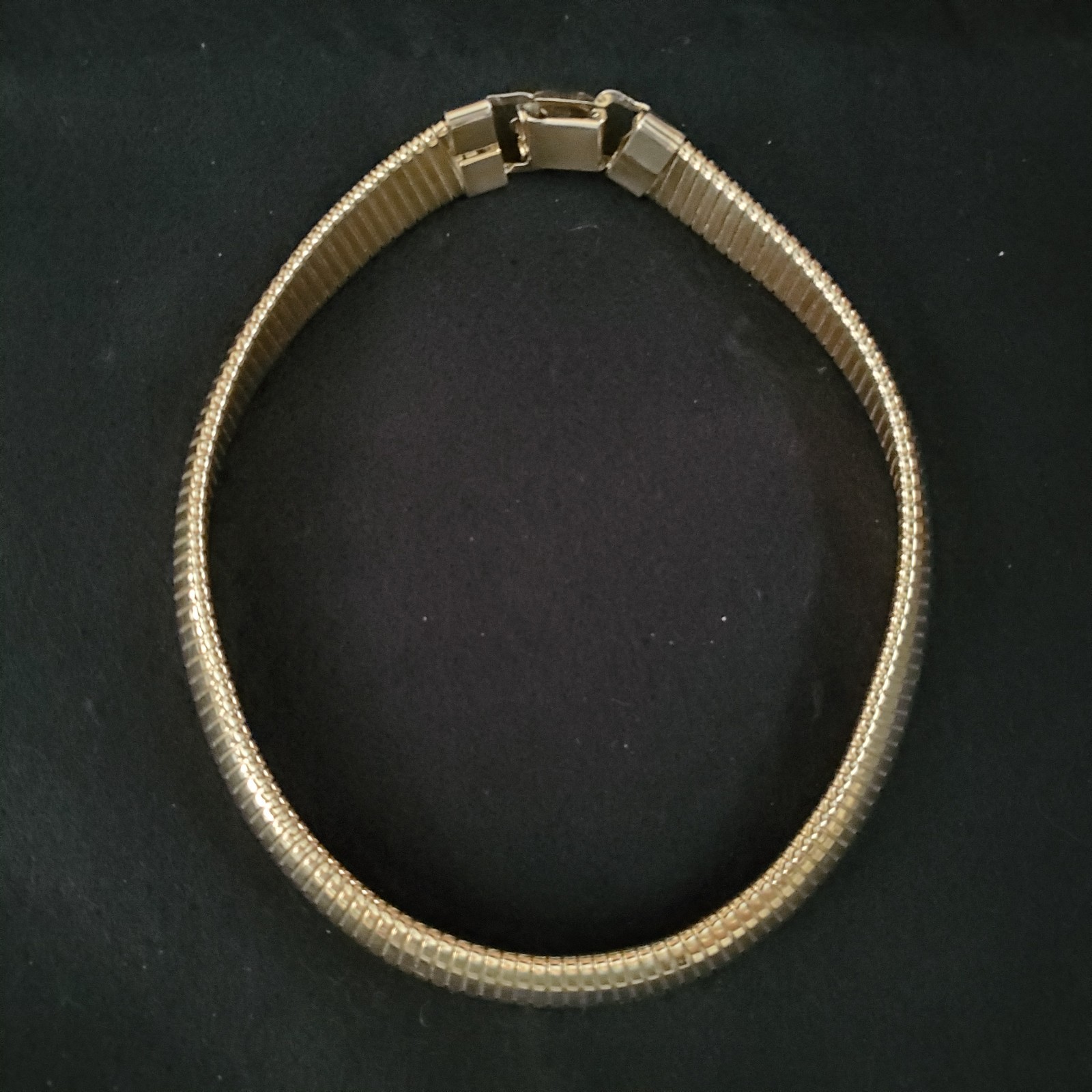 Vintage Tubogas Choker Necklace Gold Tone Flexible Omega 16″