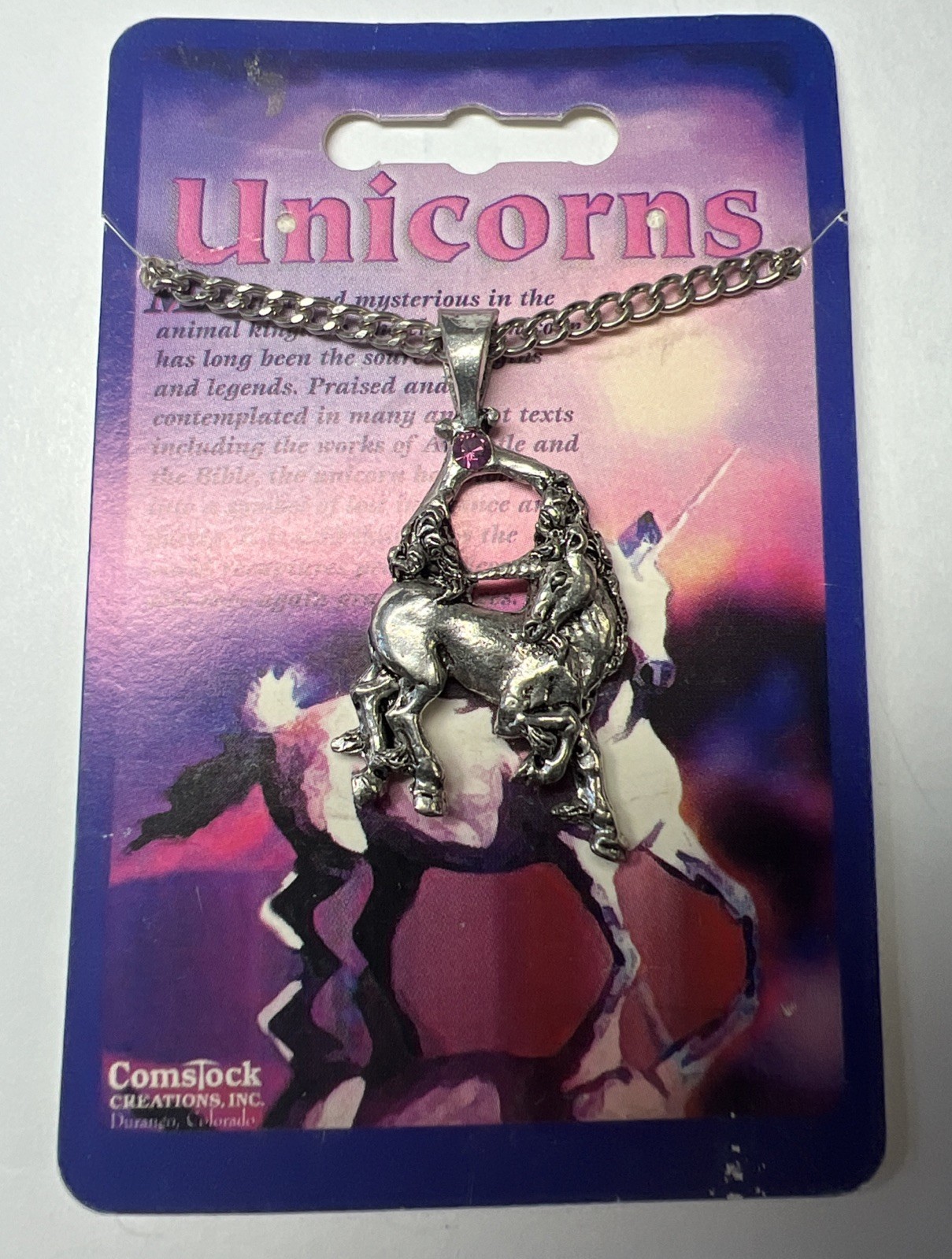 Comstock Creations ~ Unicorns Lead Free Pewter Necklace ~ New ~ Old Inventory