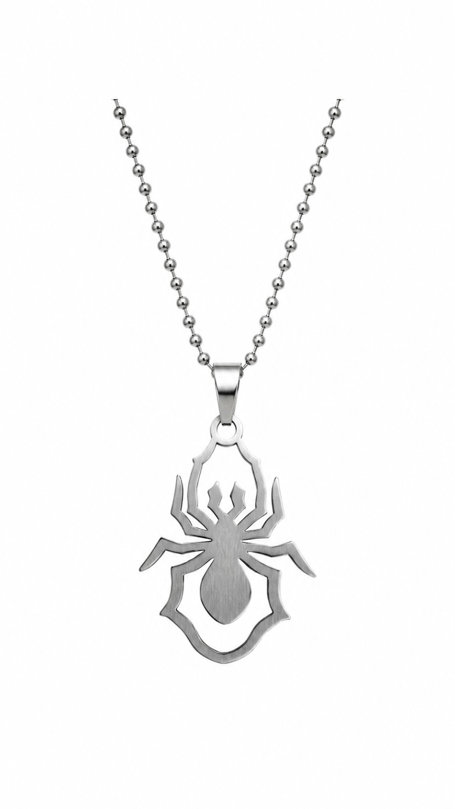 Silver Stainless Steel Spider Pendant Necklace Men Women 20-24″ Curb Chain Gift