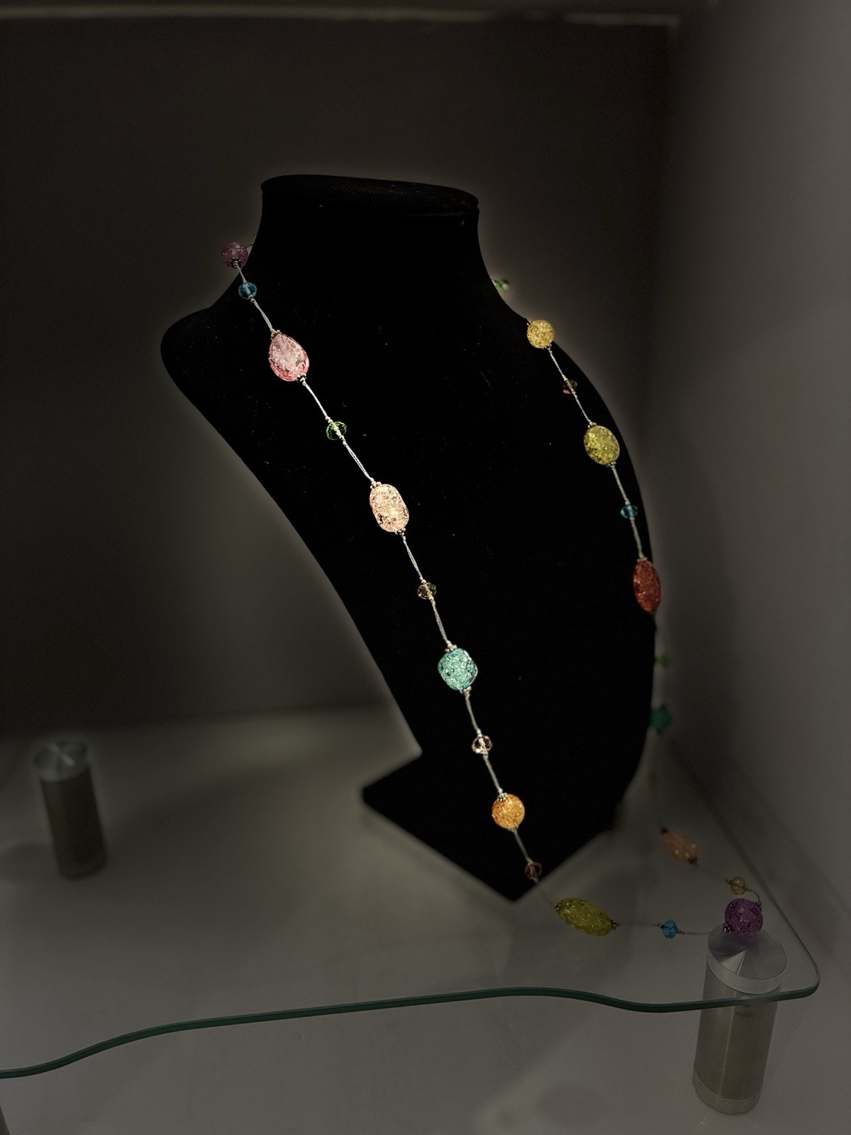 Premier Designs Multi Color Beaded Station Necklace Retired Rainbow Confetti PD