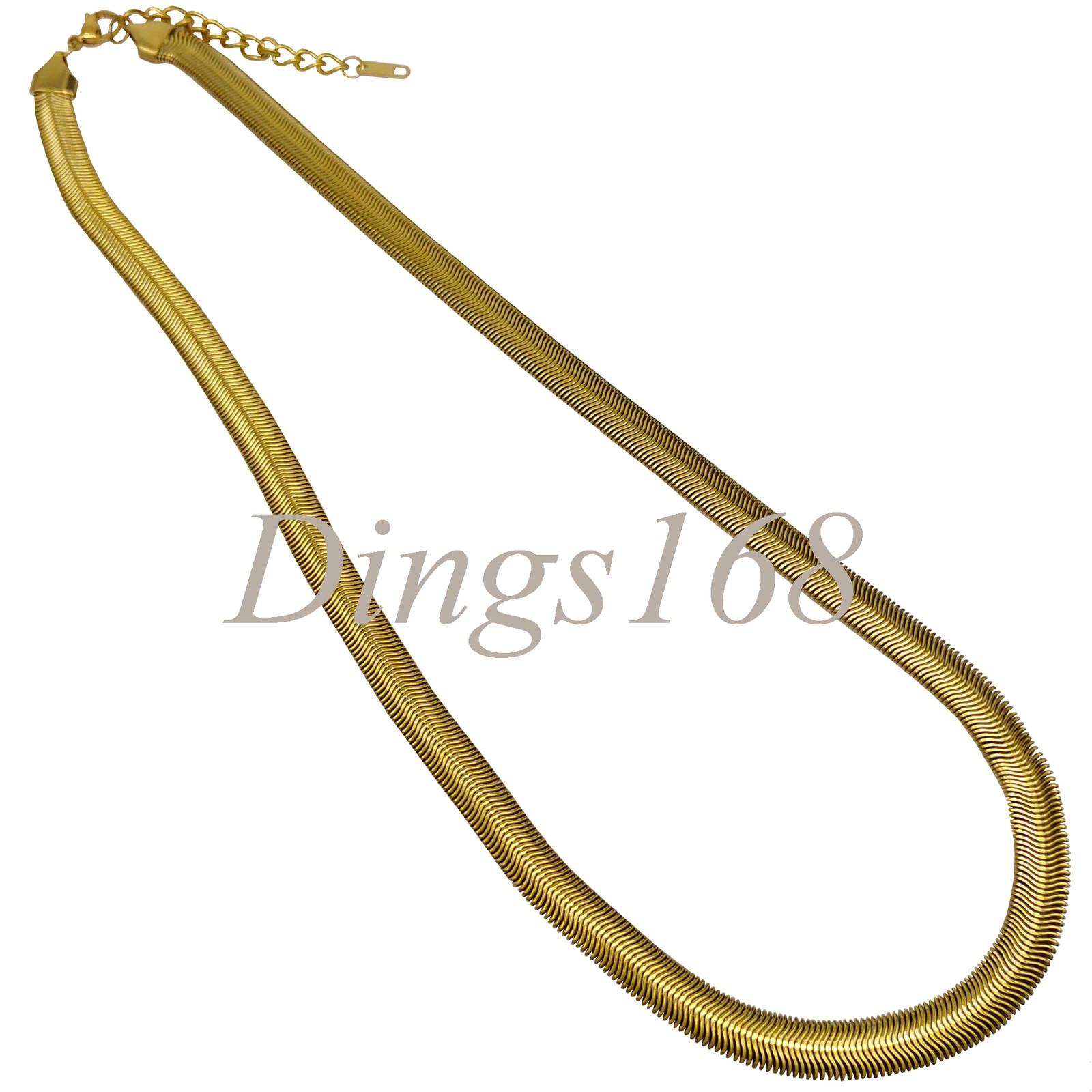 Genuine 18K Yellow Gold Filled Tarnish-Free 20″+2″ 7mm Wide Herringbone Necklace