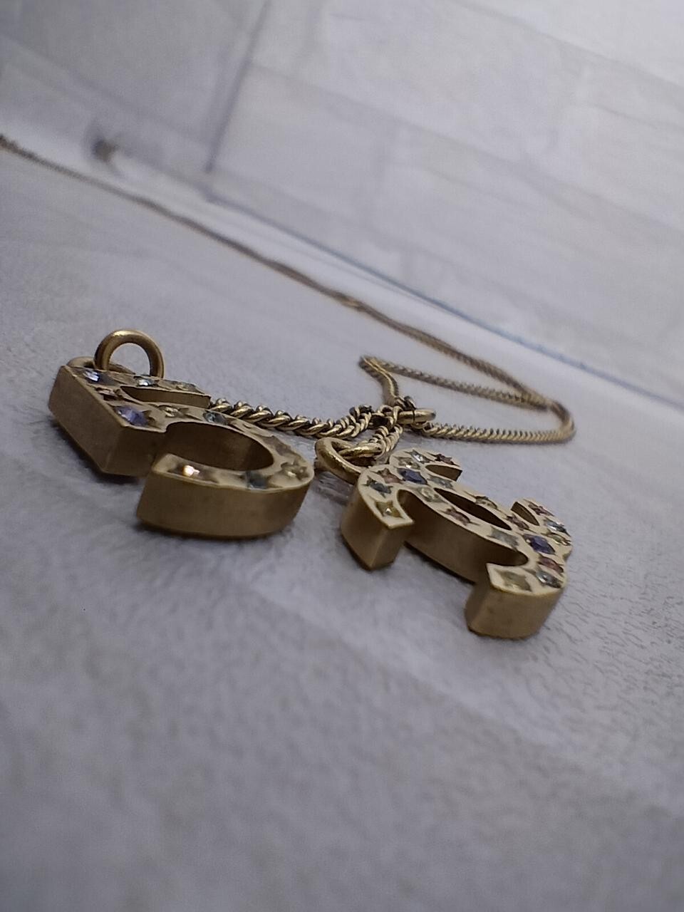 Auth CHANEL No.5 Coco Mark Necklace Accessory Rhinestone Metal Made in Italy