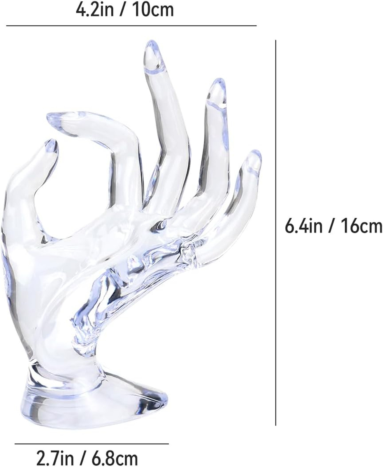 Jewelry Display Stand Mannequin Hand Ring Holder Watch Organizer Acrylic Clear