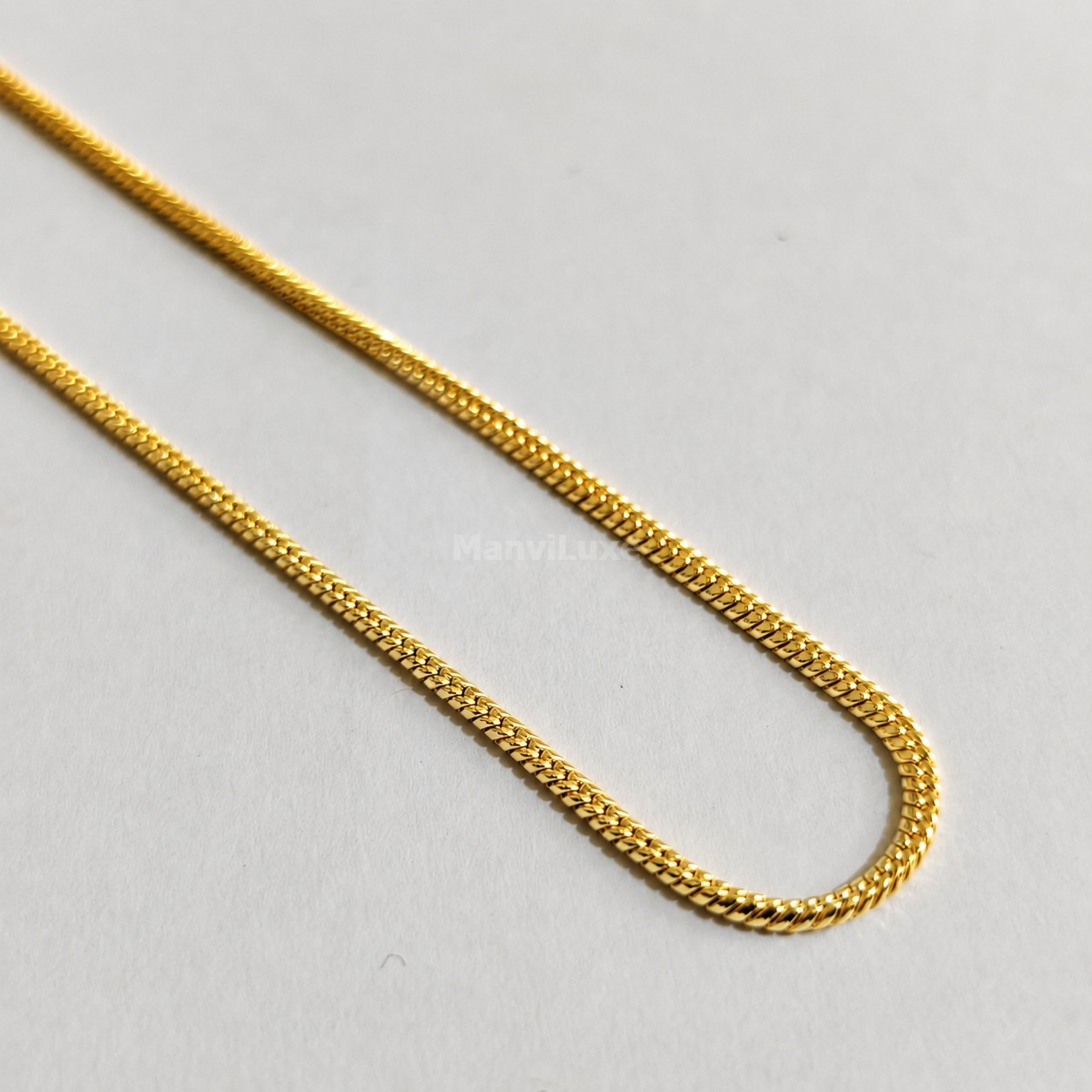 20″ MANVI LUXE Gold Filled Minimalist Chain Necklace Elegant Woven Link Chain