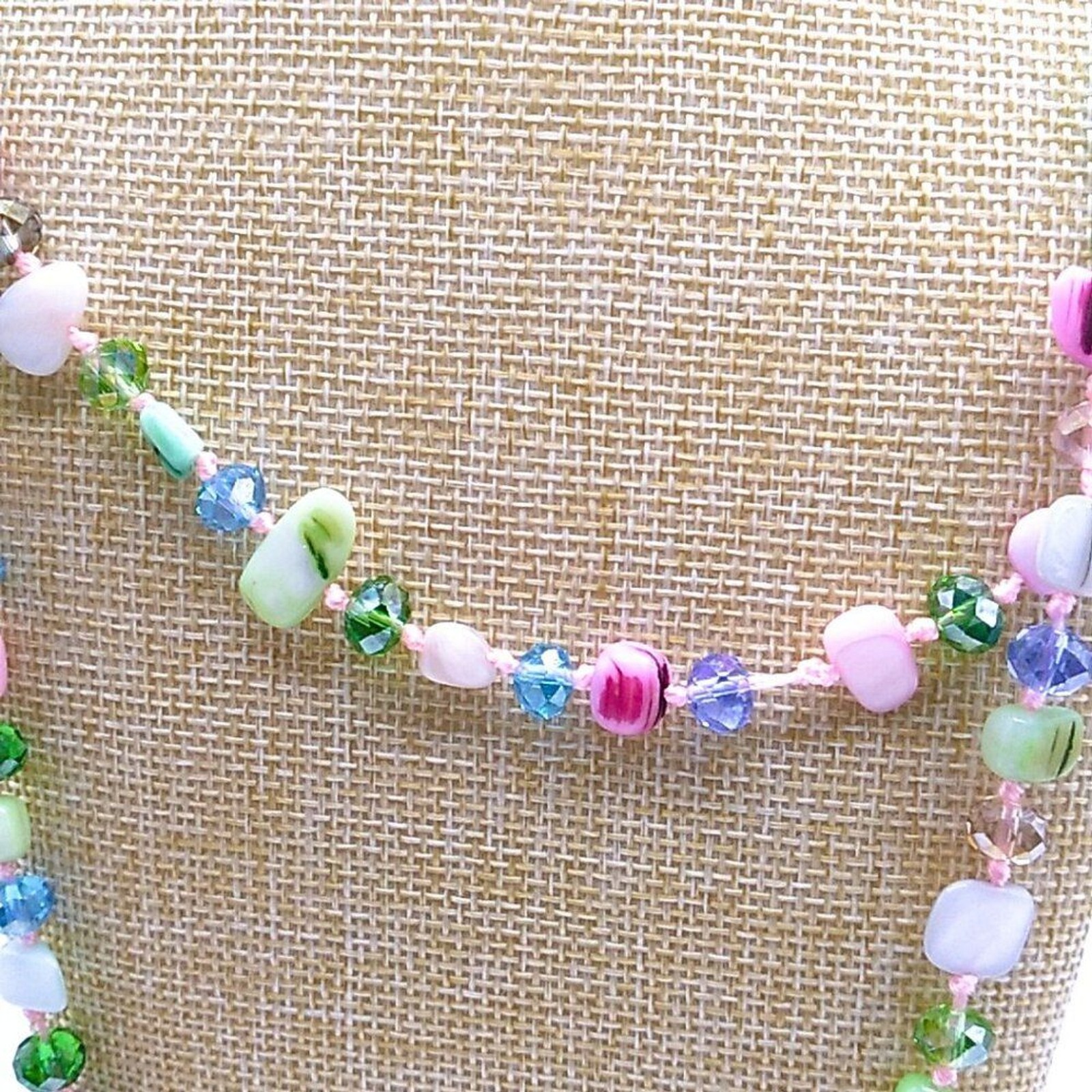 MOP + Faceted Pastel Multi-colored Beaded Necklace