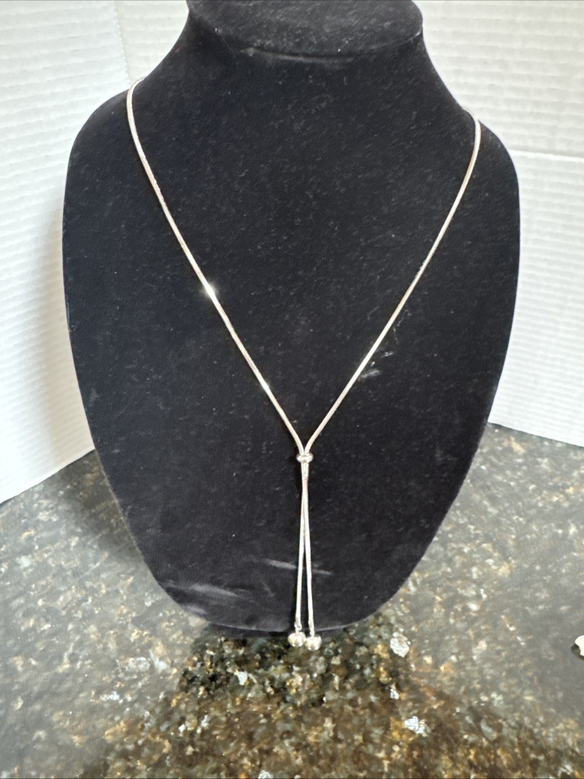 Silver Necklace for Women Adjustable Lariat Long Necklace
