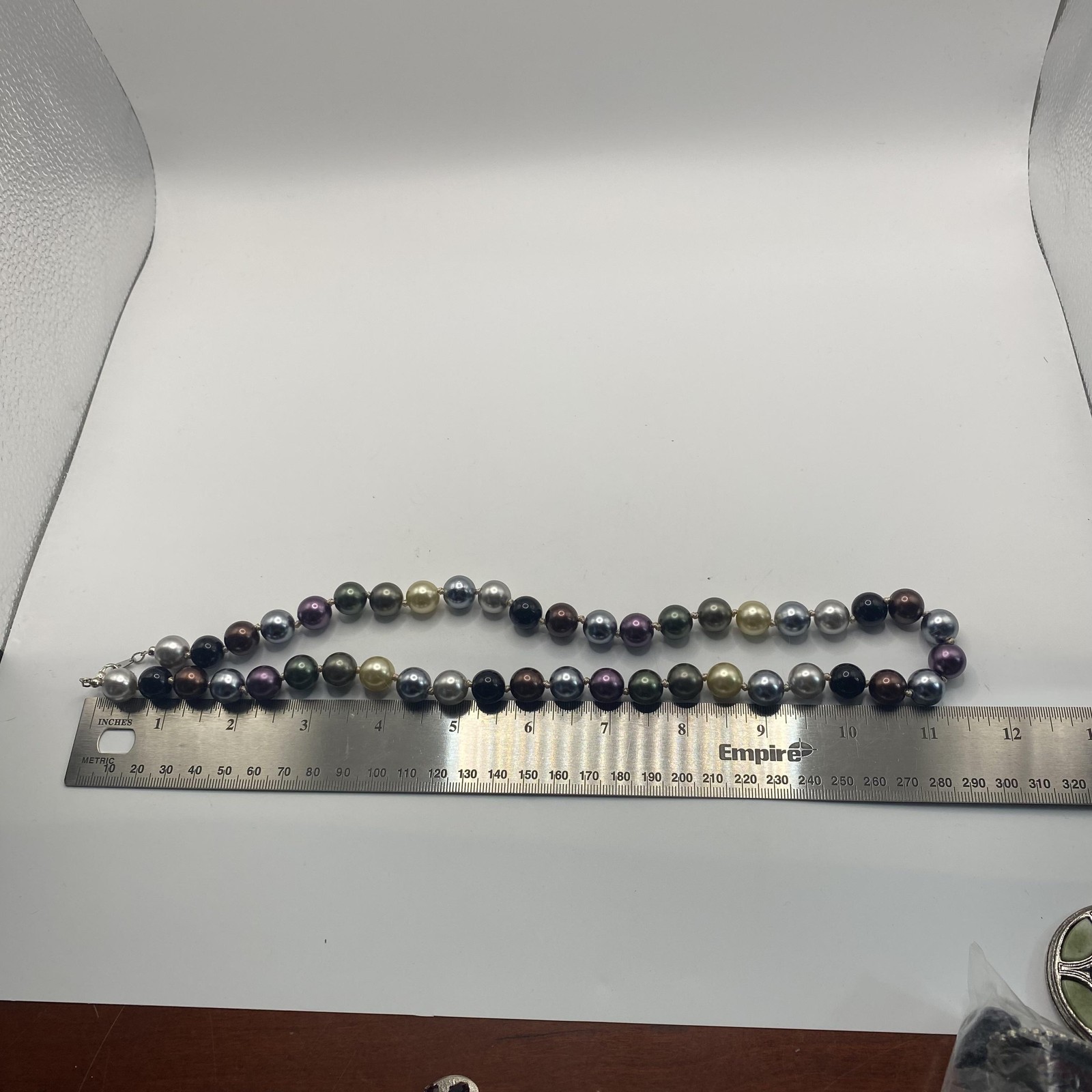 Multicolor Faux Pearl Beaded Womens Necklace Silver Tone Lobster Clasp 24 In