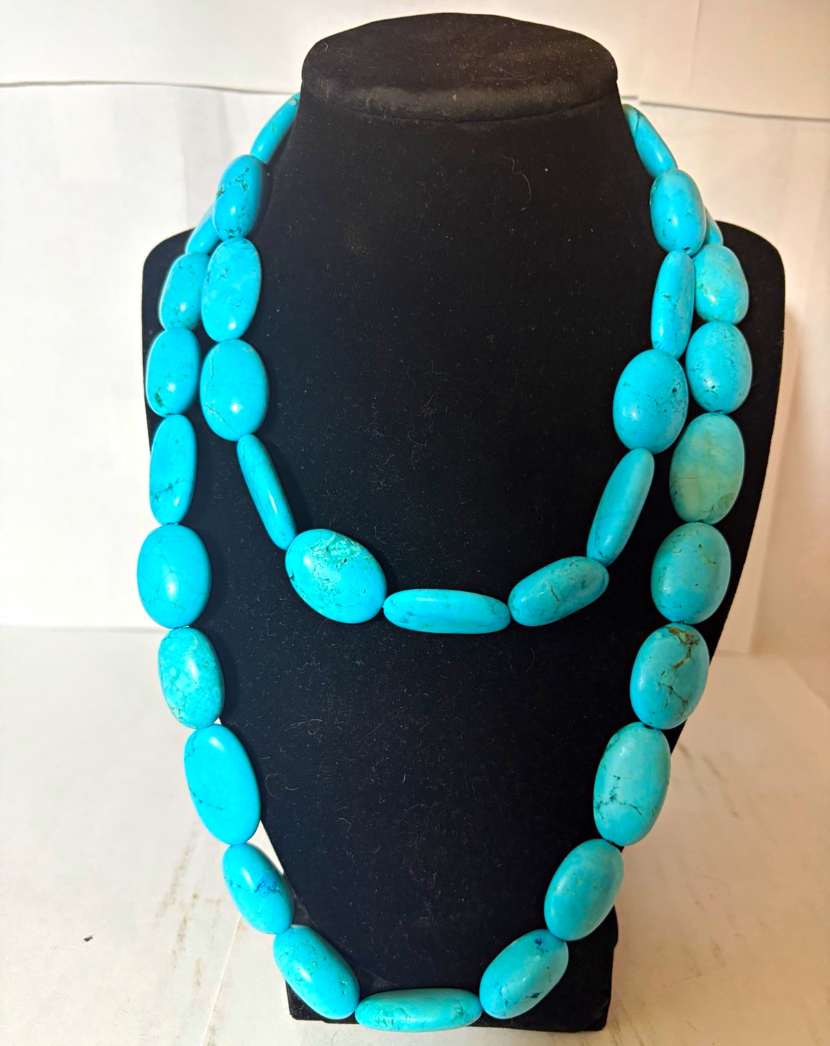 Double-Strand Turquoise-Style Statement Necklace Chain Hook Closure Vintage