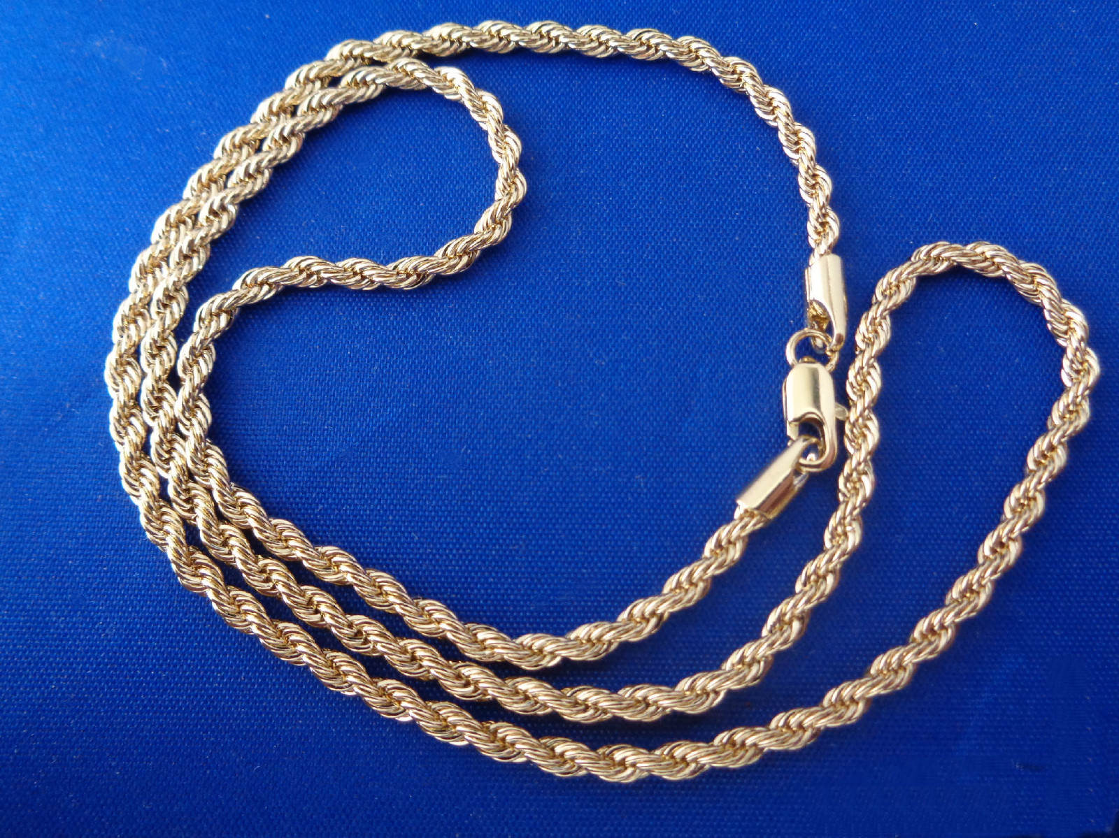 Rope Chain 20 inch 1 mm 24k Yellow Gold Plated Necklace Lifetime Replacement