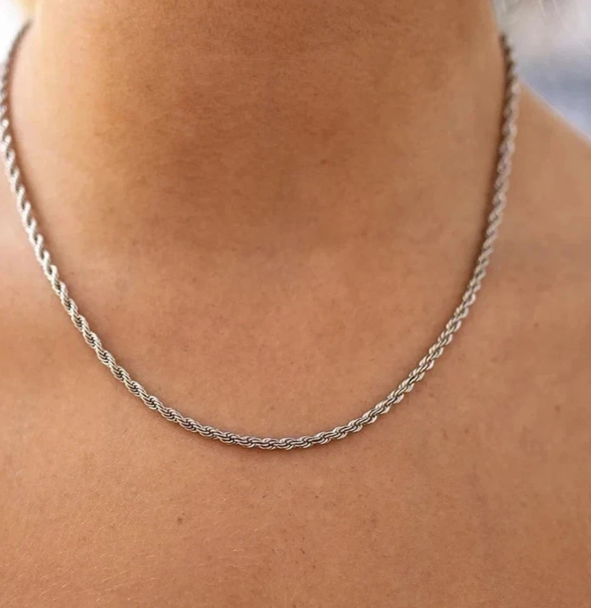 4mm Diamond Cut Solid 925 Sterling Silver Italian Rope Chain Men’s Necklace