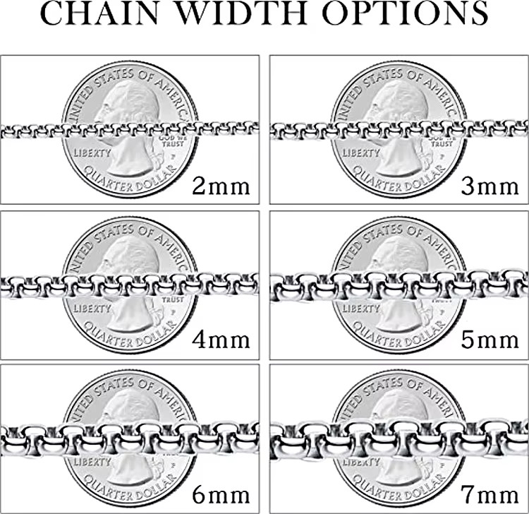 Stainless Steel Chain Necklace 16-36″ Link Box Rope Silver 2/3/4/5/6/7mm