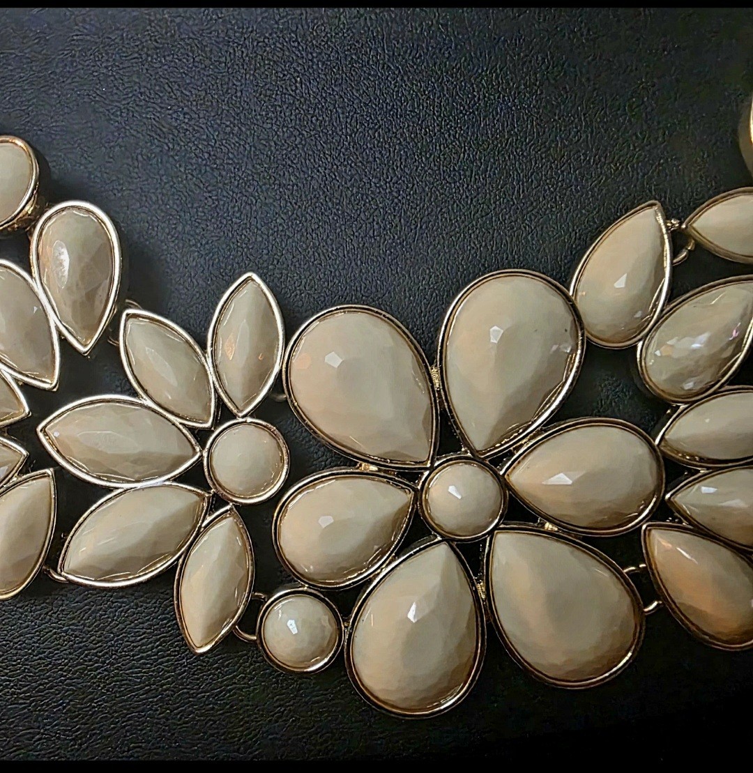 Large Statement Cream Flower Necklace