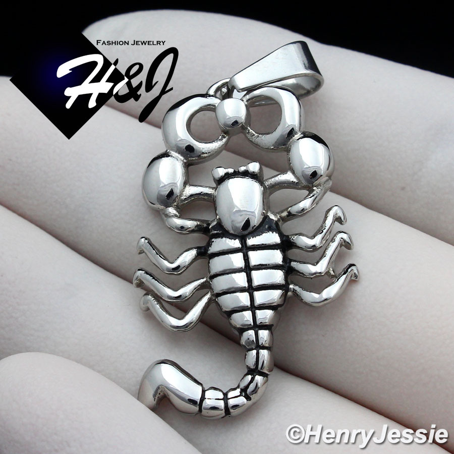 MEN’s Stainless Steel Silver/Black Plated 3D Scorpion Charm Pendant*P97