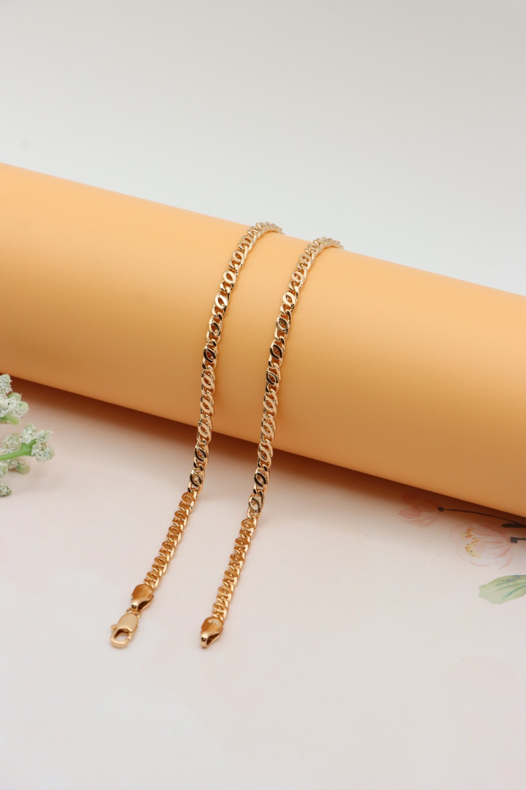 Bold Rose Gold Flat Link Chain Necklace for Everyday Style, XPNL0247