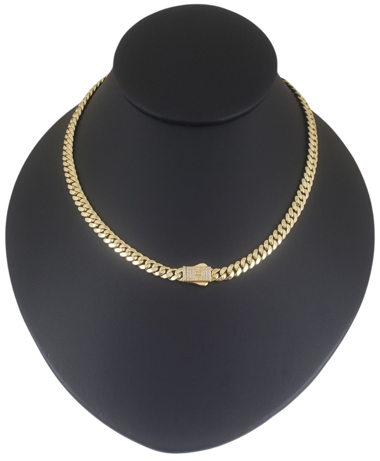 Women 14K Gold Plated Cz Cuban Choker Chain Necklace 16″