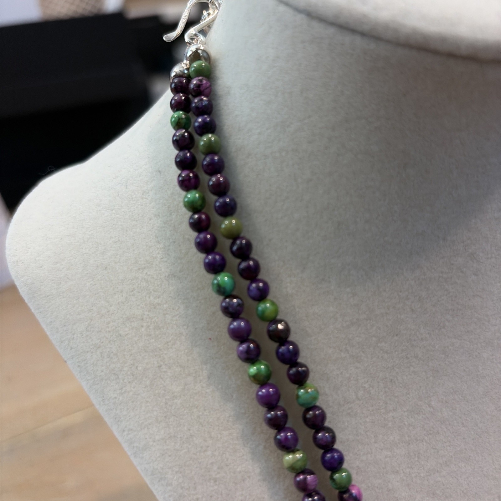 Jay King DRT Sterling 925 Zoisite Fluorite Bead Double Strand Necklace 19”