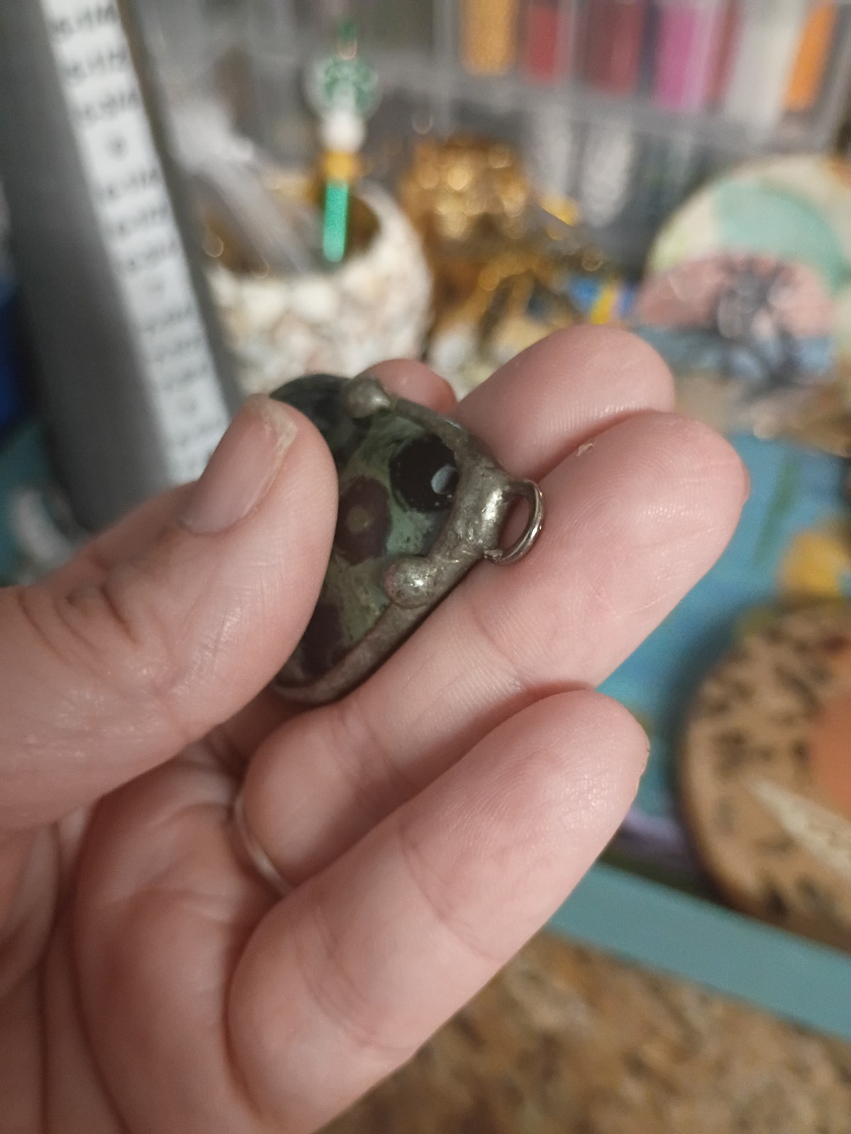 Ancient Earth Magic: Handcrafted Kambaba Jasper Focal Connector Pendant