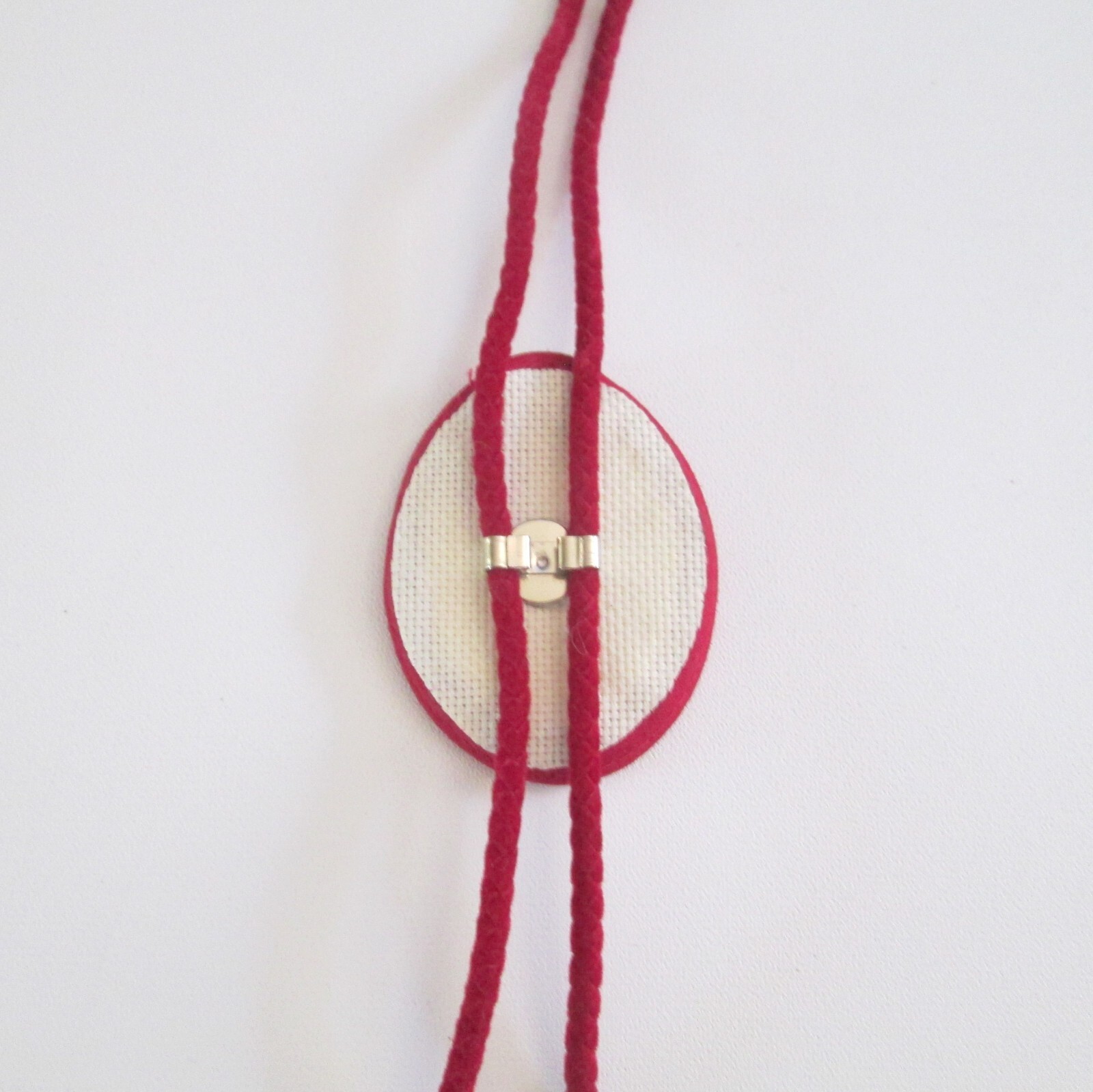 Vintage Handmade Cross Stitch Bolo Tie Southwestern Cactus Silvertone Tips