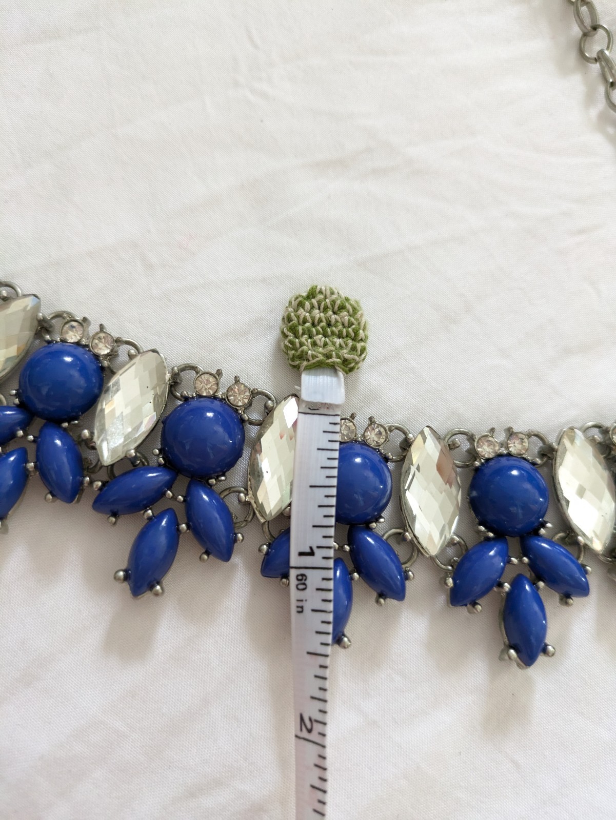 Blue & Crystal Statement Necklace Fashion Jewelry Faceted Acrylic Rhinestones