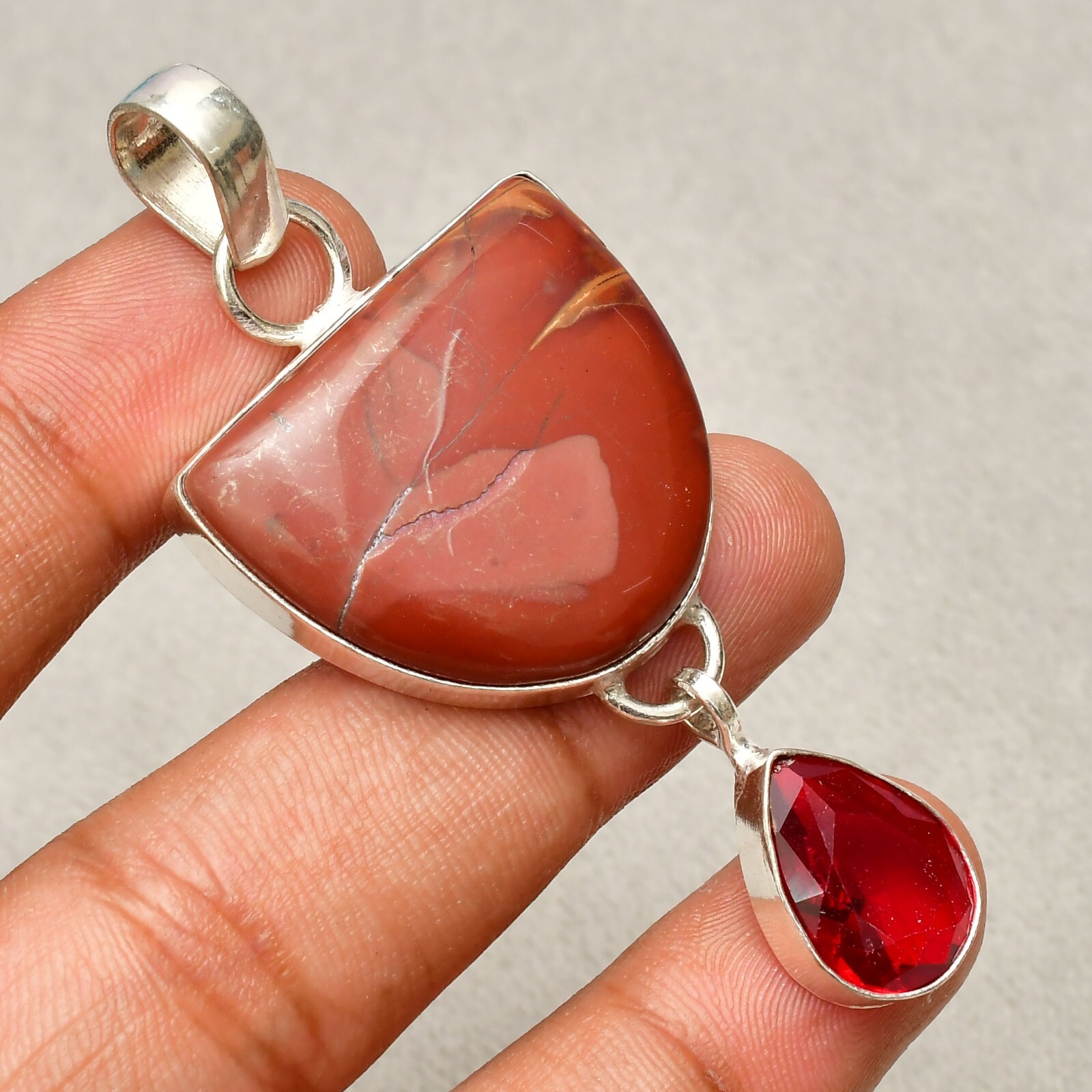Mookaite jasper Gemstone 925 Sterling Silver Handmade Jewelry Pendant 2.44″