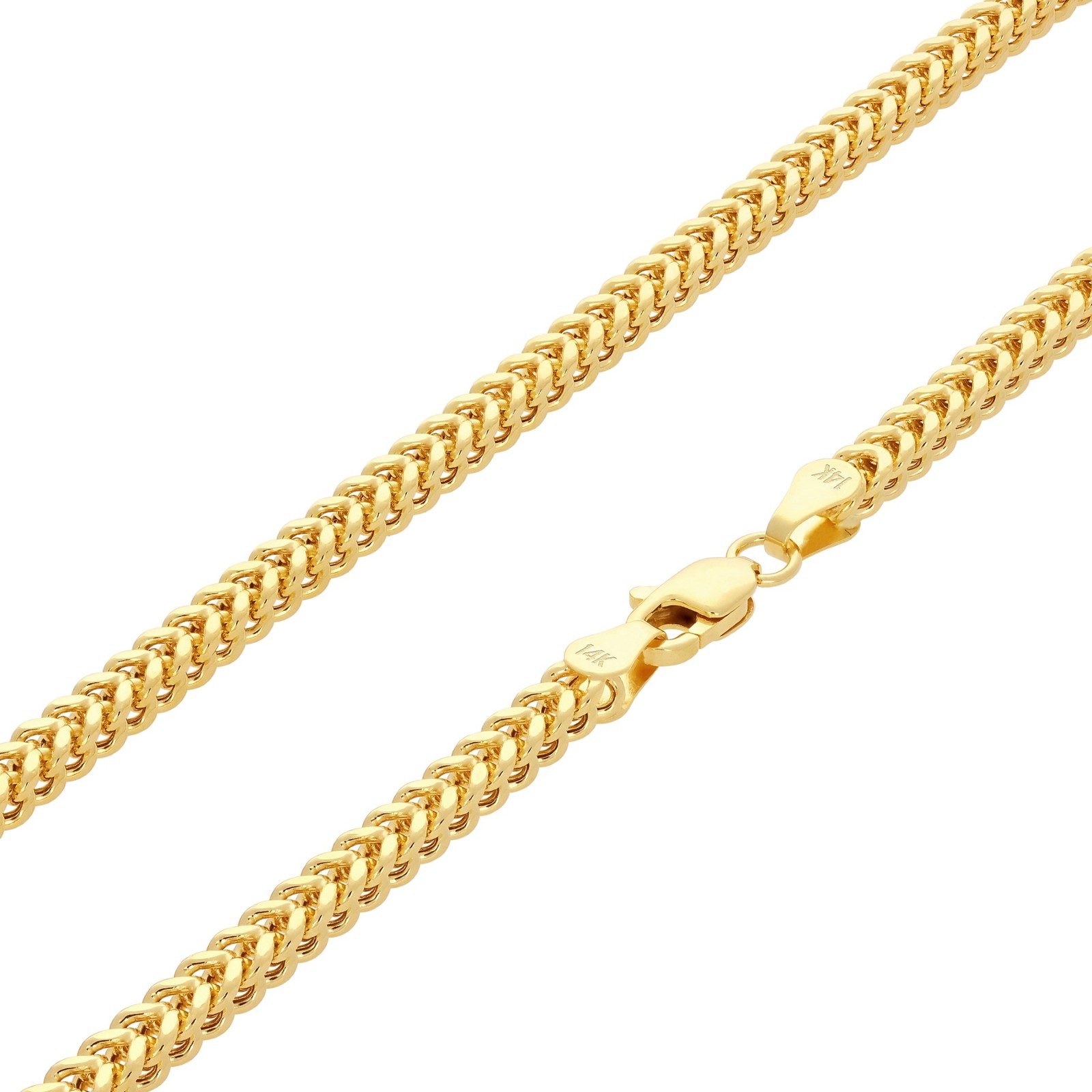 14K Yellow Gold 2.5mm Franco Box Wheat Foxtail Chain Necklace Mens Women 16″-30″