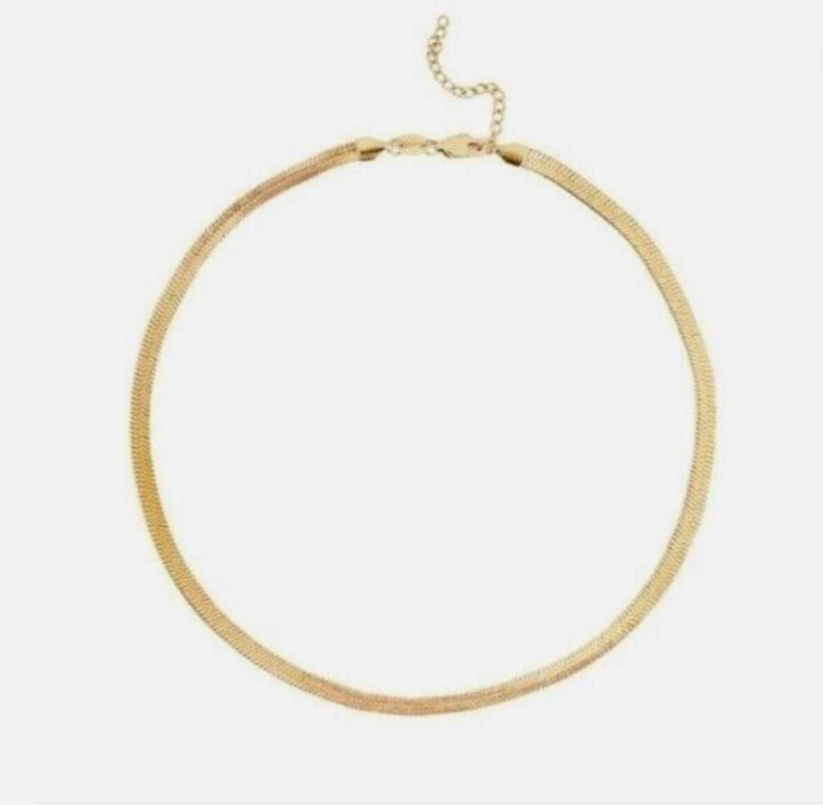 Jennifer Zeuner Hamilton Herringbone 14K Yellow Gold IP Plating Necklace 16″ NWT