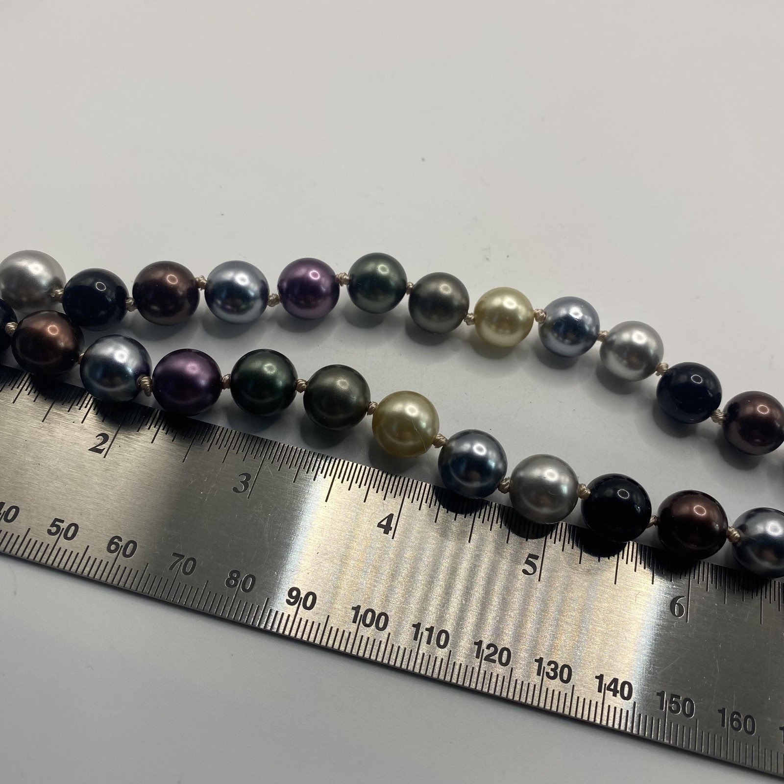 Multicolor Faux Pearl Beaded Womens Necklace Silver Tone Lobster Clasp 24 In