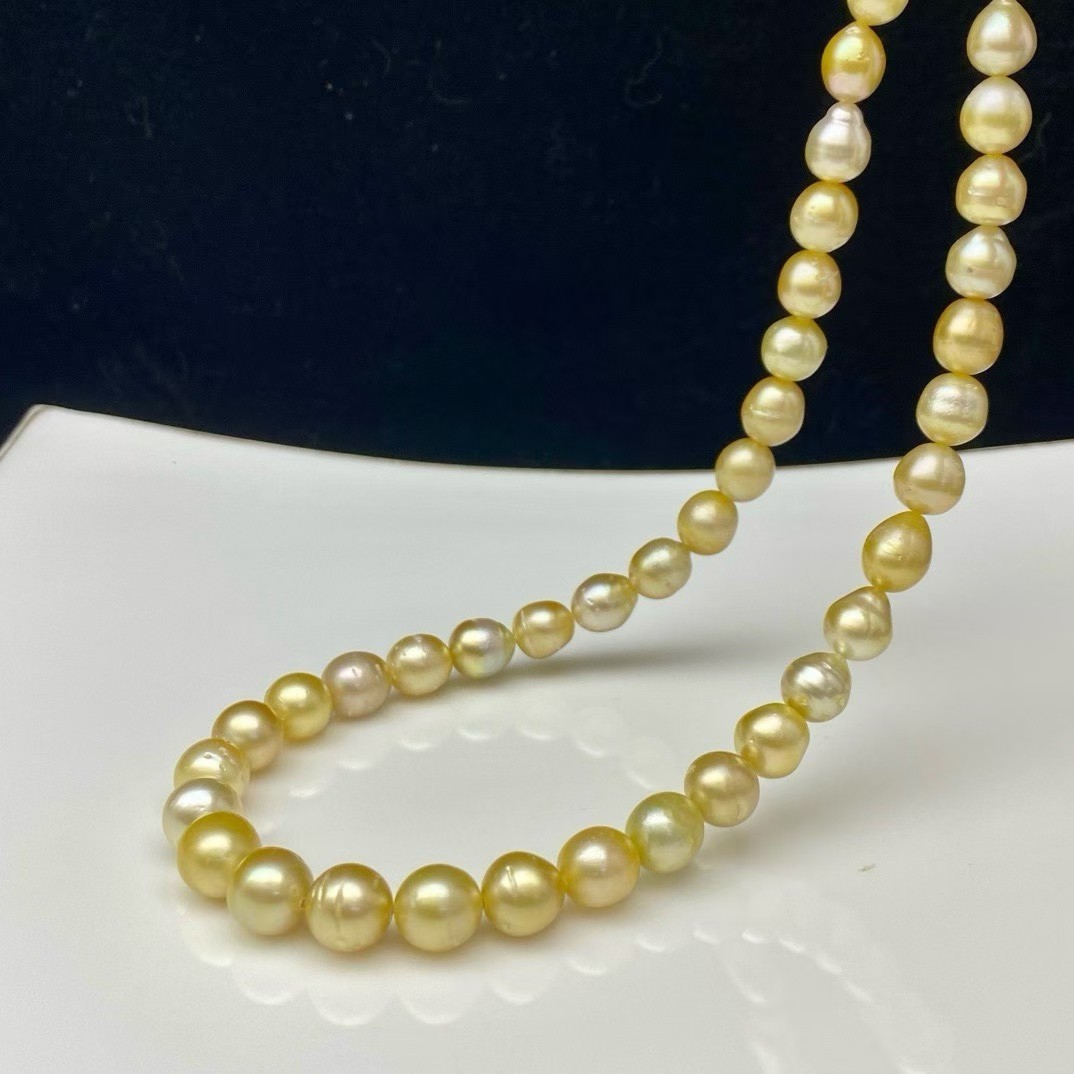 7.2-9.8 mm natural baroque gold south sea pearl necklace