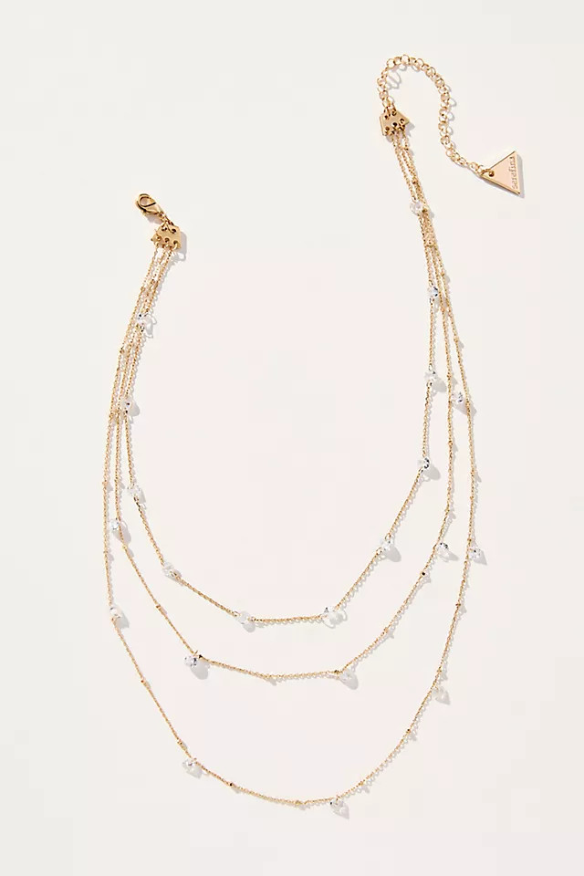 Anthropologie Serefina Delicate Layered Crystal Necklace