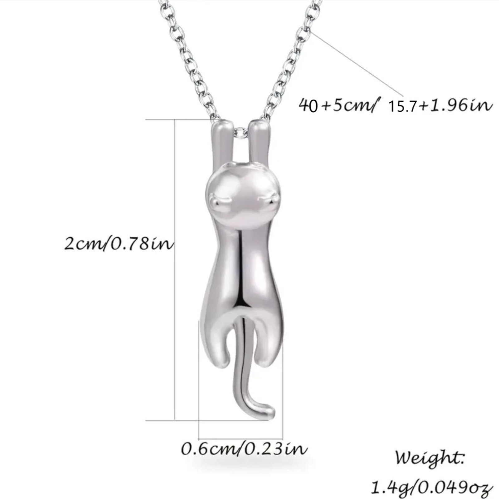 Women 18″ Chain Sterling Silver Love Cute Cat Kitty Pendant Necklace B65