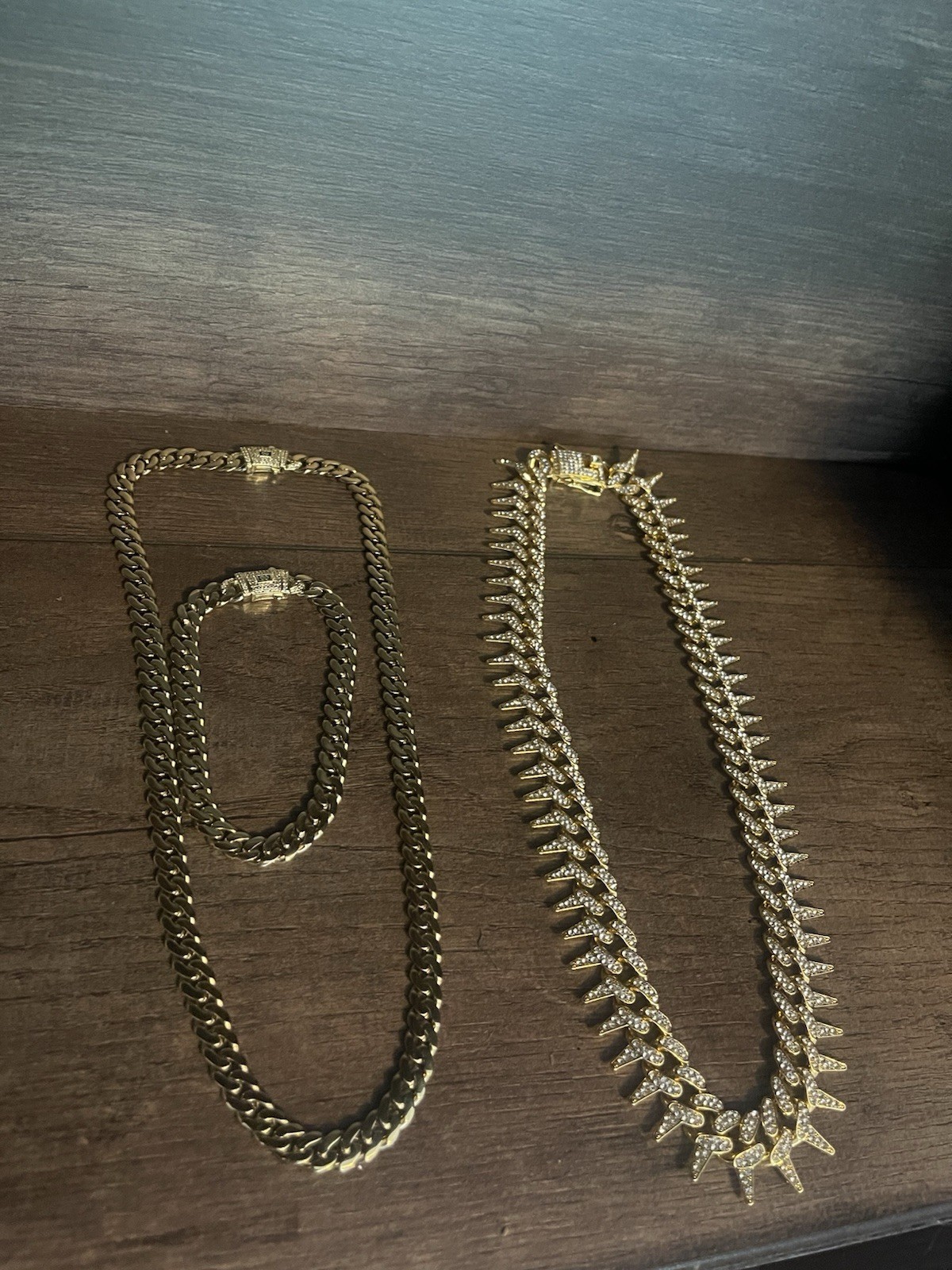 Gold Cuban Link Chain Necklace, Yellow Gold Tone Metal, Box Closure