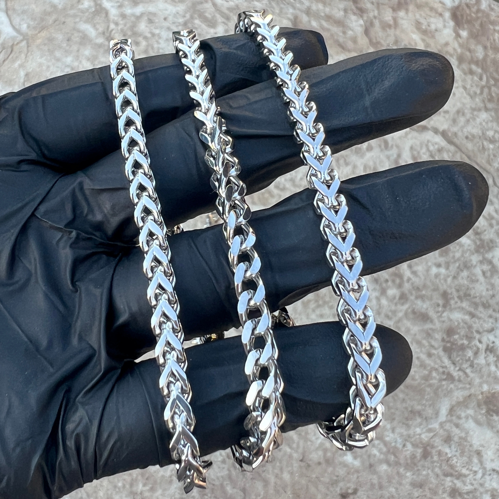 Stainless Steel Franco Chain Foxtail 20″-30″ Solid Necklace 5MM Thick