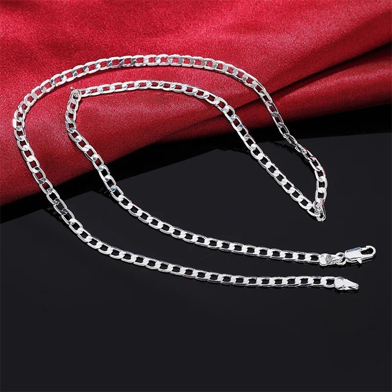 16-28″ Stainless Steel Silver Chain Cuban Curb Womens Mens Necklace 4/8/10/12mm