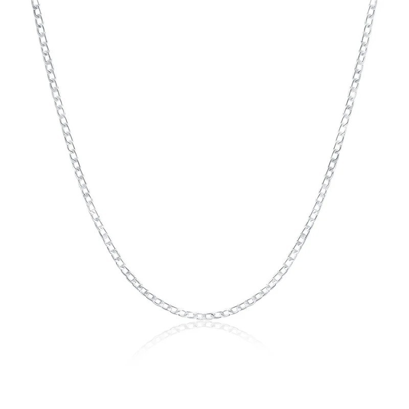 16-28″ Stainless Steel Silver Chain Cuban Curb Womens Mens Necklace 4/8/10/12mm