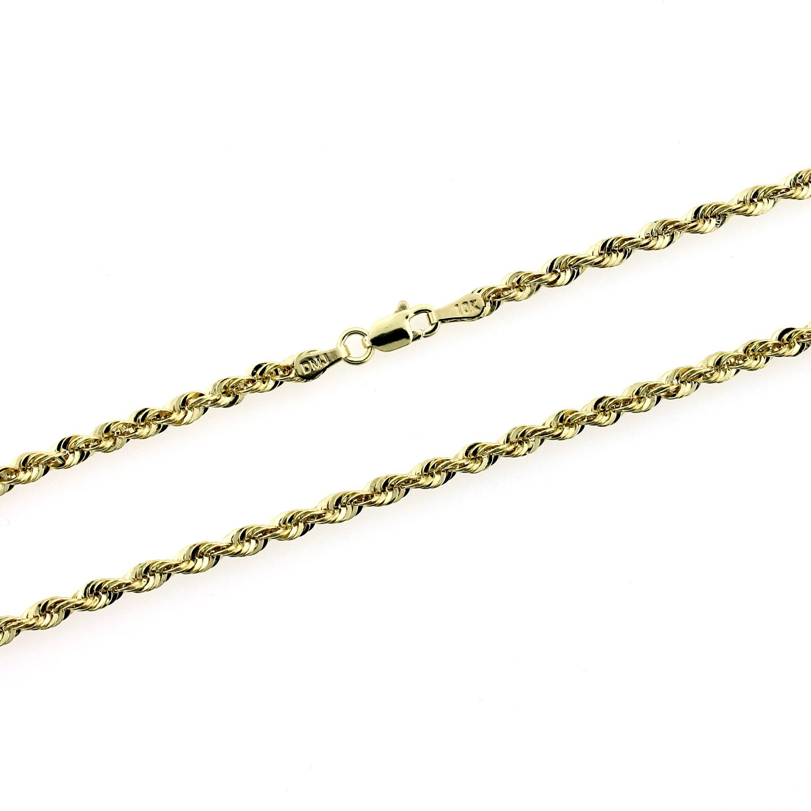 10K Yellow Gold 3-4.5mm 18″-24″ Diamond Cut Rope Chain Link Necklace Mens Womens