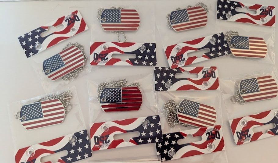 10 USA Flag Necklace America 250 Anniversary Dog Tag Necklace Stars and Stripes