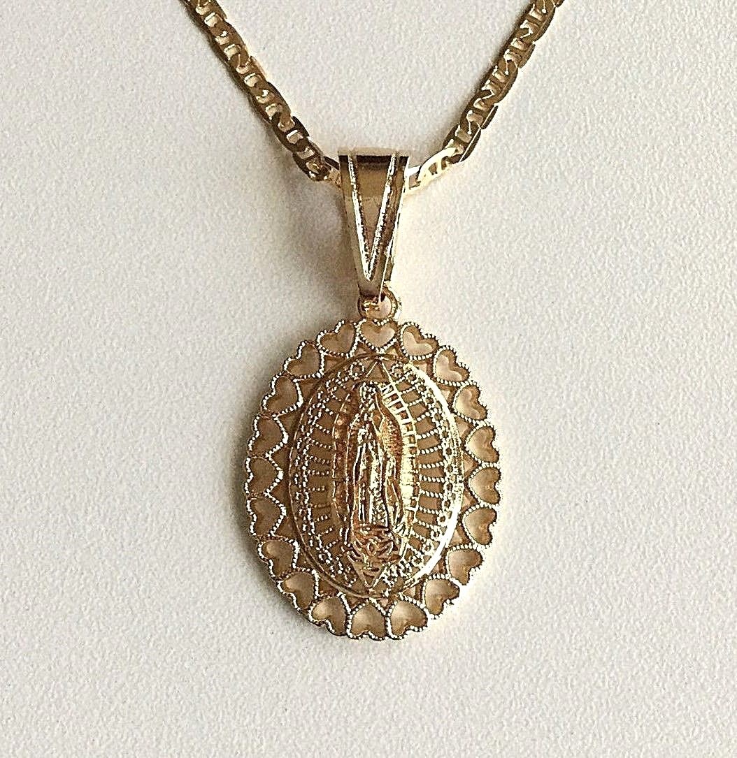 18K GOLD FILLED CADENA DE GUADALUPE-20″/ GUADALUPE NECKLACE-20″ LONG – 30X22mm