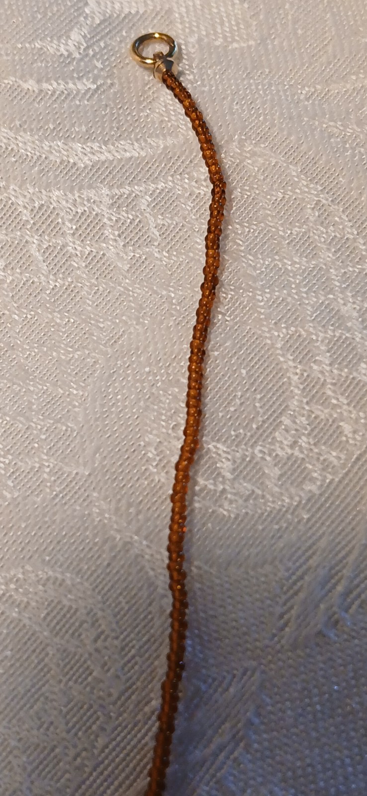 Labradorite Stone 1mm, Amber Tiny Beads, Necklace,Gold Tone Lobster Clasp,9.5″