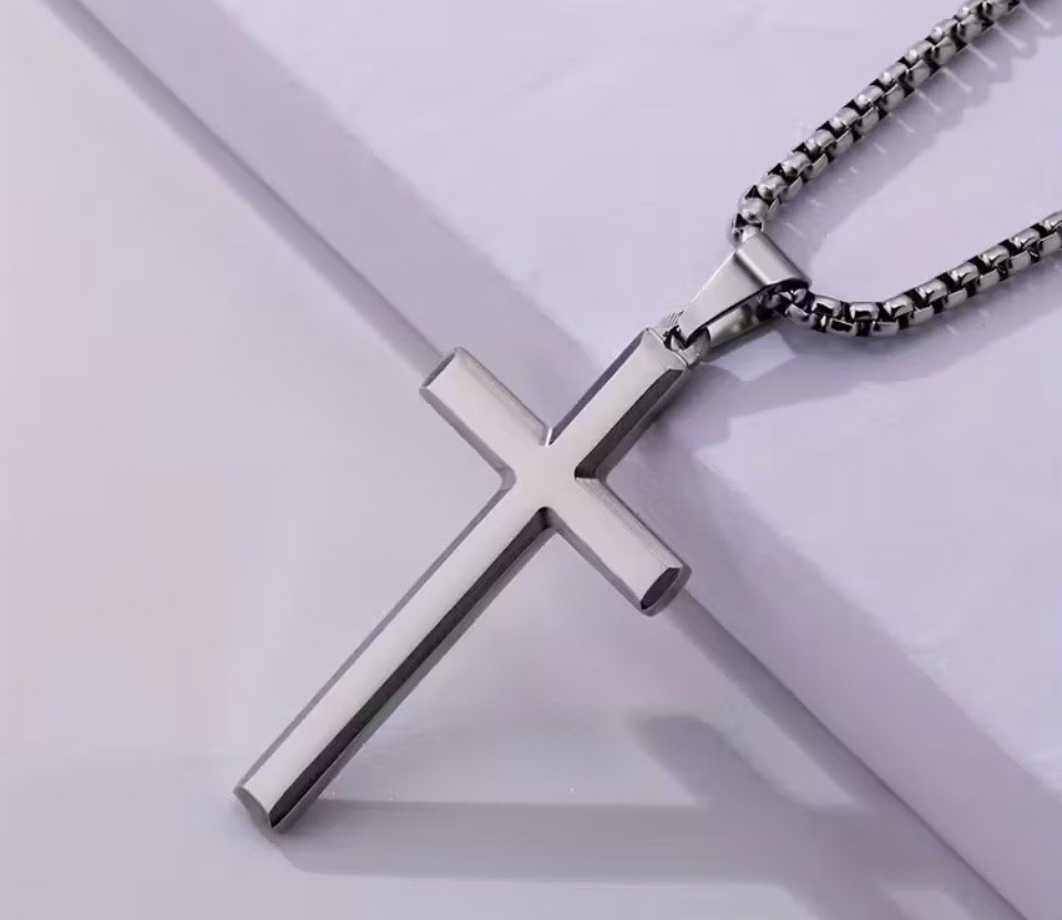 Silver Style Pendant Cross Necklace Fashion Faith Length 35.5cm