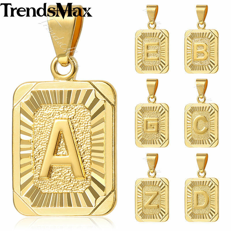 2MM 24″ Yellow Gold Filled 26 Letters A-Z Cross Charm Necklace or Pendant Only